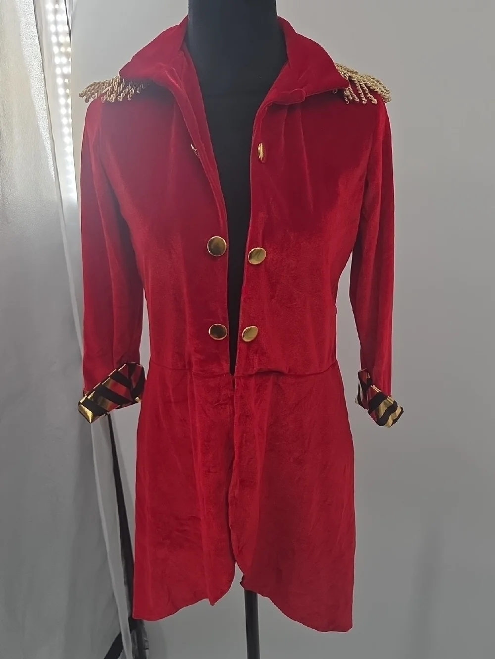 Kids Red Ringmaster Costume with Gold Trim